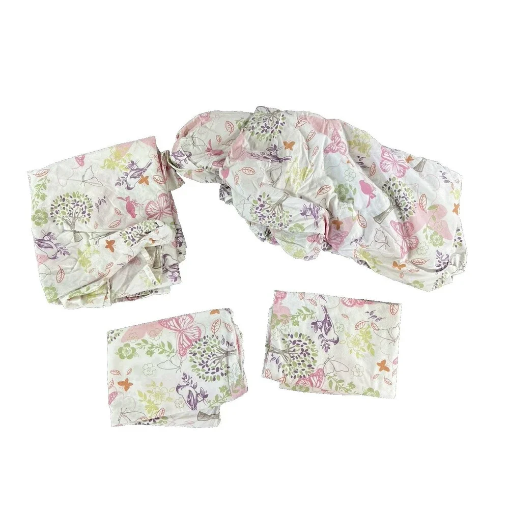 Laura Ashley Pink/Green/Orange Floral AOP Full Size Sheet Set + 2 Pillowcases